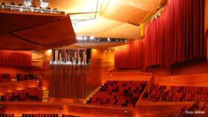 Concert hall with soundproof curtains