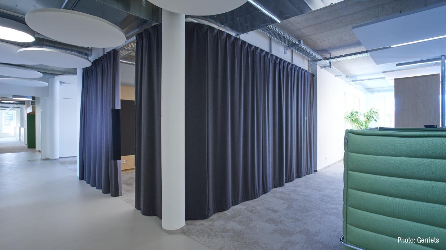 Separate meeting island with soundproof curtain in the office