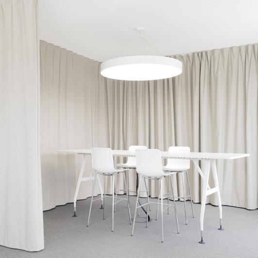 Meeting island with soundproof curtain