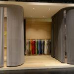 Messestand Gerriets mit Akustikvorhang und Farbmuster, ORGATEC 2018 in Köln