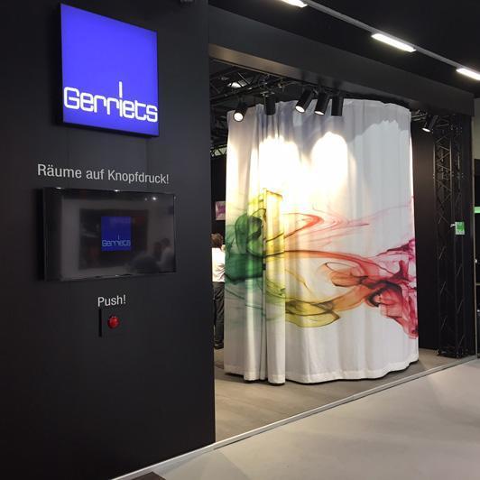 Gerriets trade fair stand with acoustic curtain, ORGATEC 2016