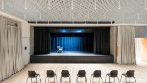 Stage with blackout fabric and soundproof curtain